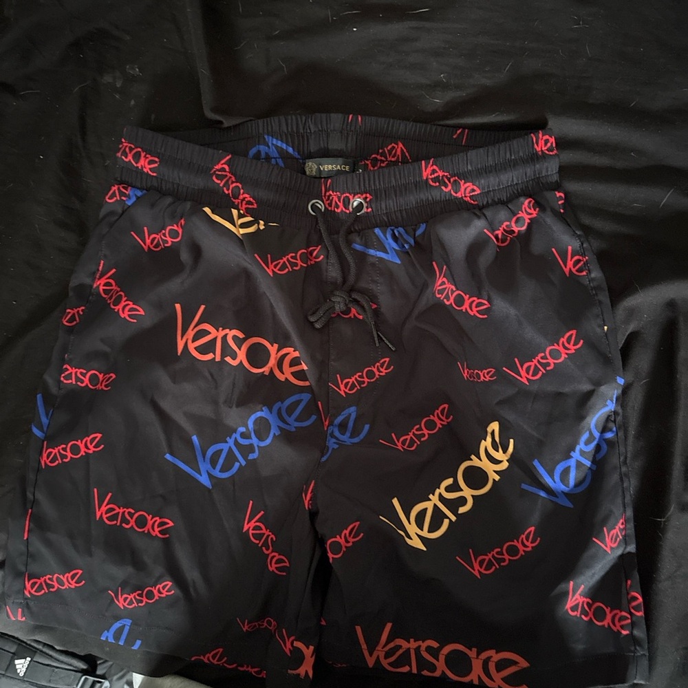 Versace Black and Red Swim Trunks Bold Design